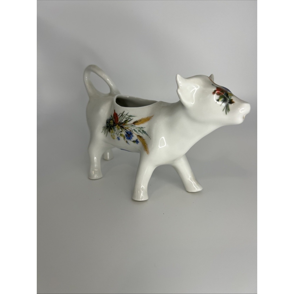 BIA Cordon Bleu Cow Creamer Porcelain Floral Milk Pitcher France
